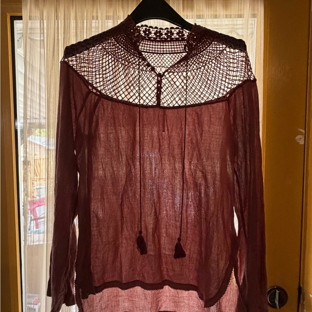 Free People Burgundy Women's Top